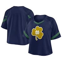 Women's Fanatics Navy Notre Dame Fighting Irish Oversized Raglan V-Neck Fashion Jersey