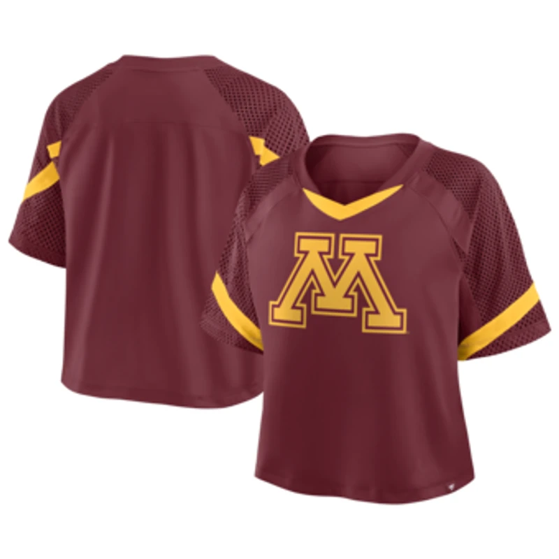 Women's Fanatics Maroon Minnesota Golden Gophers Oversized Raglan V-Neck Fashion Jersey