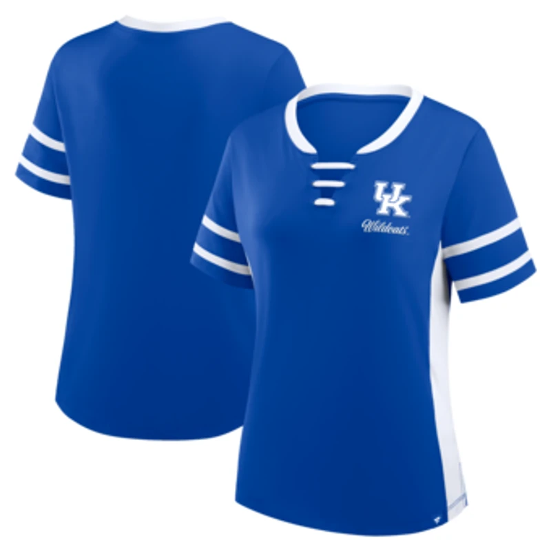 Women's Fanatics Royal/White Kentucky Wildcats Be Fearless Athena Lace-Up T-Shirt