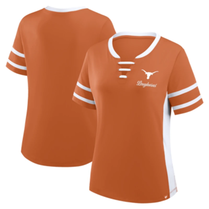 Women's Fanatics Orange/White Texas Longhorns Be Fearless Athena Lace-Up T-Shirt