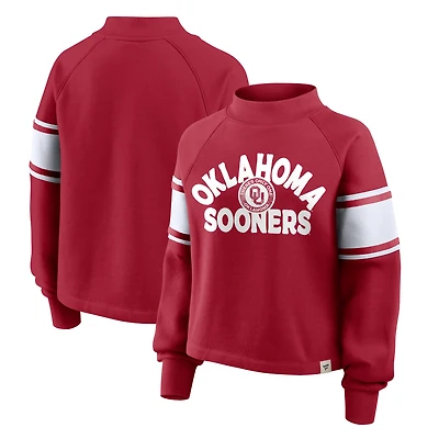 Women's Fanatics Crimson Oklahoma Sooners Oversized Hometown Premium Punt Coverage Raglan Pullover Sweatshirt
