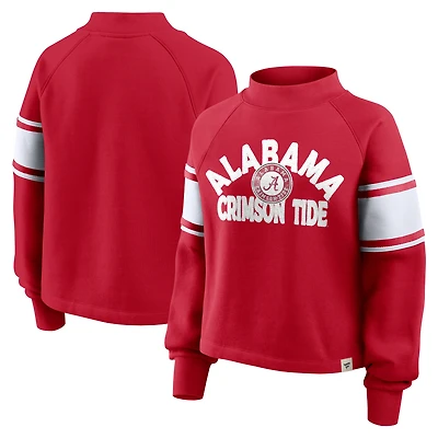 Women's Fanatics Crimson Alabama Tide Oversized Hometown Premium Punt Coverage Raglan Pullover Sweatshirt