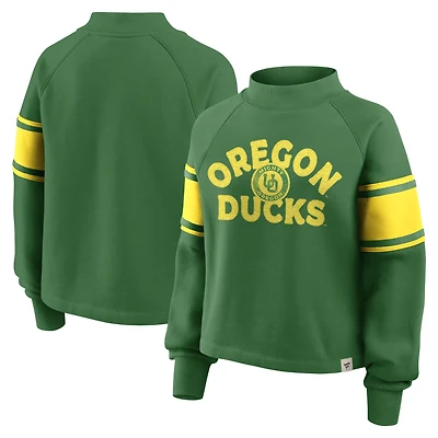 Women's Fanatics Green Oregon Ducks Oversized Hometown Premium Punt Coverage Raglan Pullover Sweatshirt