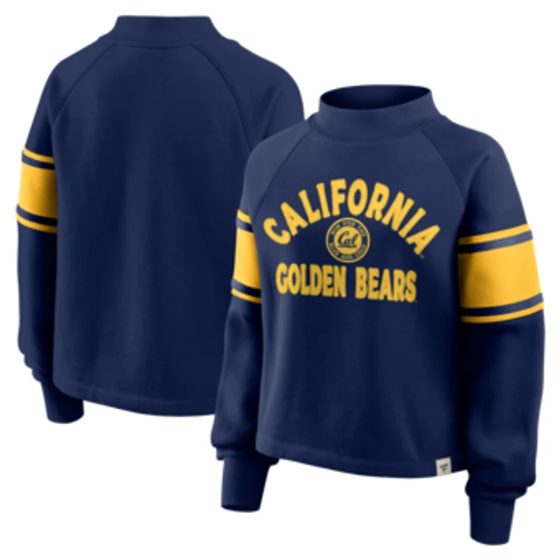 Women's Fanatics Navy Cal Bears Oversized Hometown Premium Punt Coverage Raglan Pullover Sweatshirt