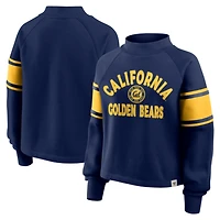 Women's Fanatics Navy Cal Bears Oversized Hometown Premium Punt Coverage Raglan Pullover Sweatshirt