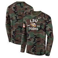 Men's Nike Camo LSU Tigers 2025 Military Appreciation Legend Dri-FIT Long Sleeve T-Shirt