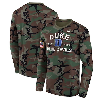 Men's Nike Camo Duke Blue Devils 2025 Military Appreciation Legend Dri-FIT Long Sleeve T-Shirt