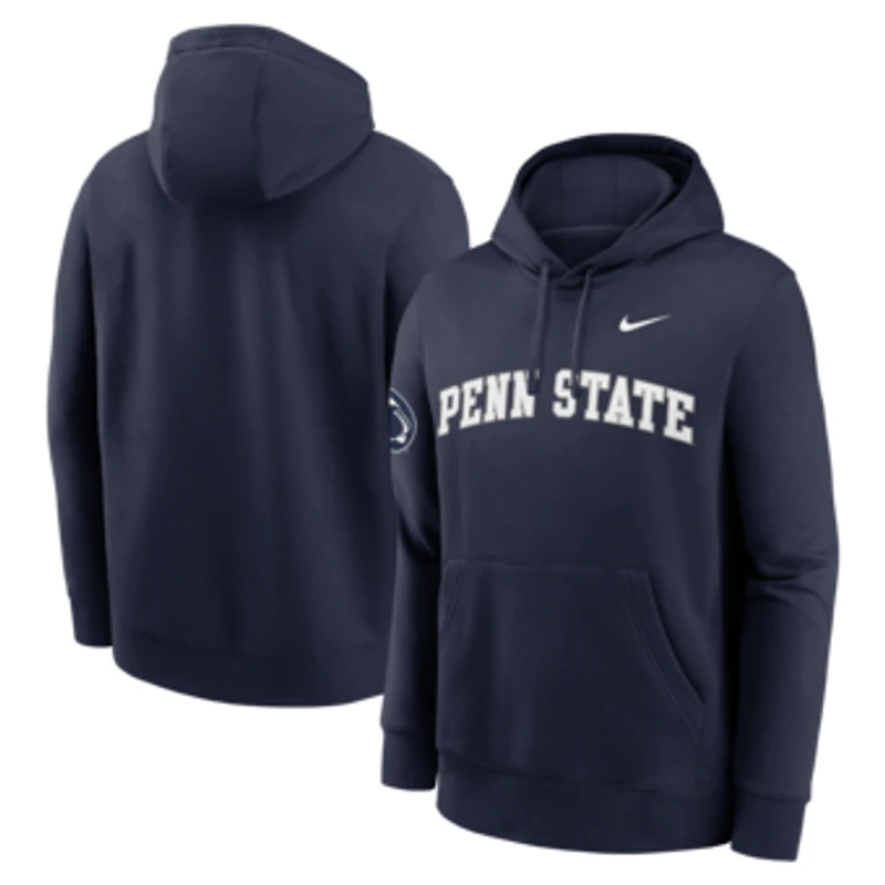 Men's Nike Navy Penn State Nittany Lions 2025 Sideline Club Fleece Pullover Hoodie