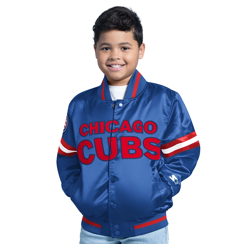 Youth Starter  Royal Chicago Cubs Scrimmage Full-Snap Varsity Jacket