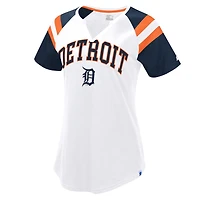 Women's Starter White/Navy Detroit Tigers Game On Notch Neck Raglan T-Shirt