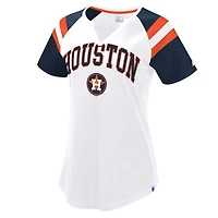 Women's Starter White/Navy Houston Astros Game On Notch Neck Raglan T-Shirt