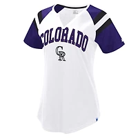 Women's Starter White/Purple Colorado Rockies Game On Notch Neck Raglan T-Shirt