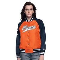 Women's Starter Orange/Navy Detroit Tigers Home Run Full-Snap Varsity Jacket