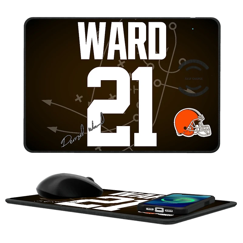 Keyscaper Denzel Ward Cleveland Browns Wireless Charger and Mouse Pad