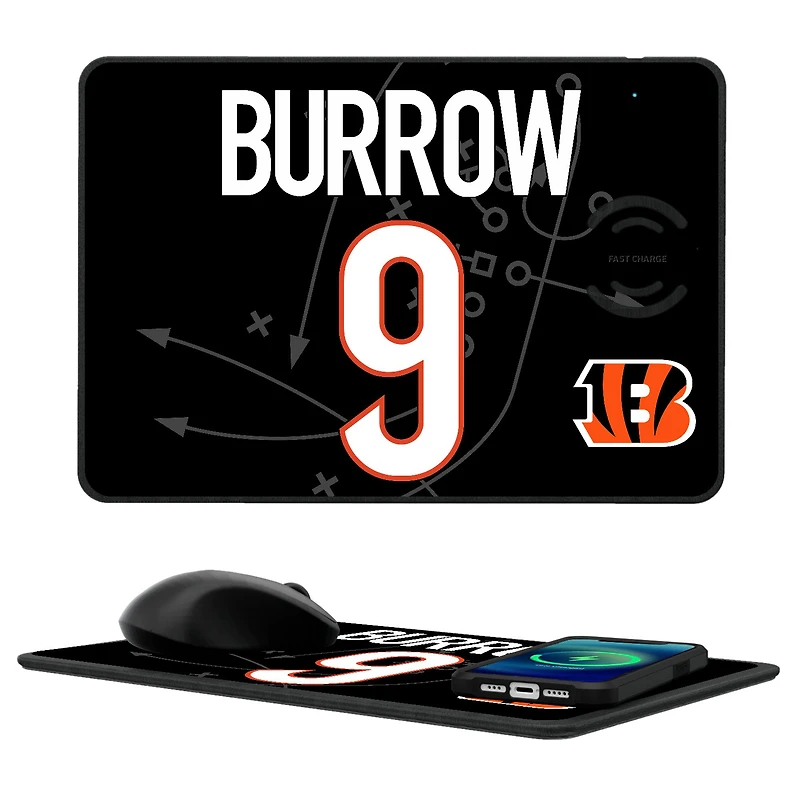 Keyscaper Joe Burrow Cincinnati Bengals Wireless Charger and Mouse Pad
