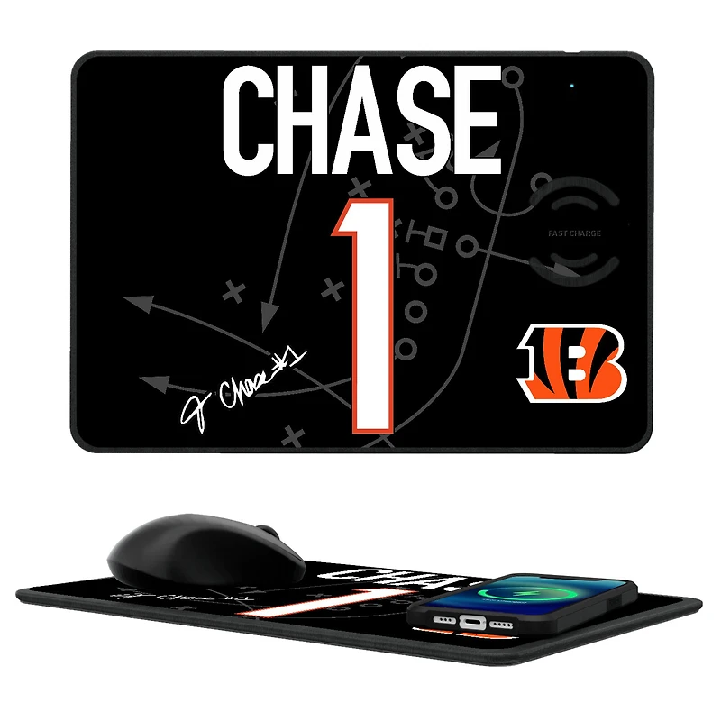 Keyscaper Ja'Marr Chase Cincinnati Bengals Wireless Charger and Mouse Pad