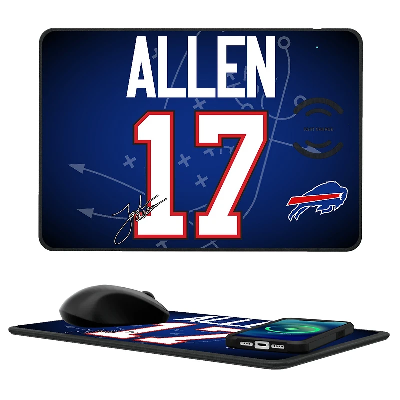 Keyscaper Josh Allen Buffalo Bills Wireless Charger and Mouse Pad