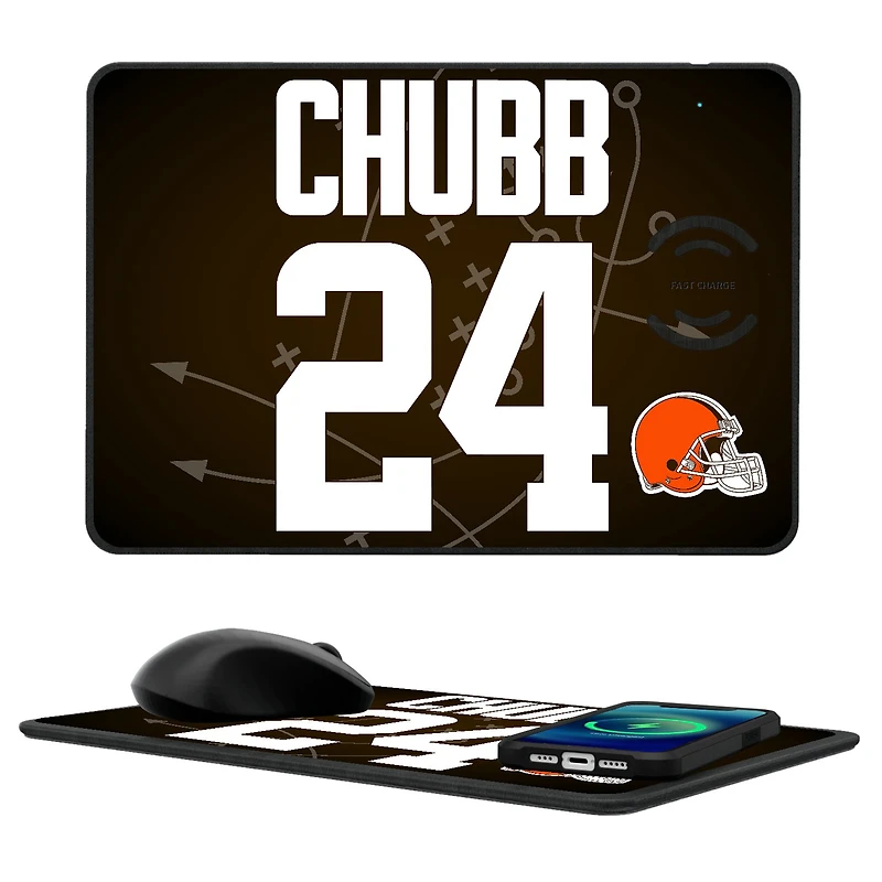 Keyscaper Nick Chubb Cleveland Browns Wireless Charger and Mouse Pad