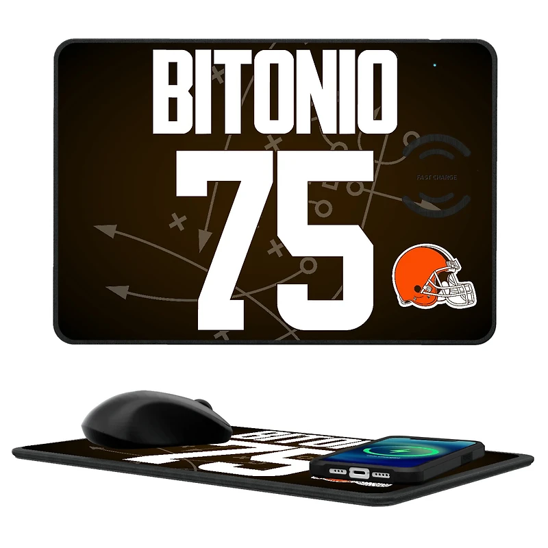 Keyscaper Joel Bitonio Cleveland Browns Wireless Charger and Mouse Pad