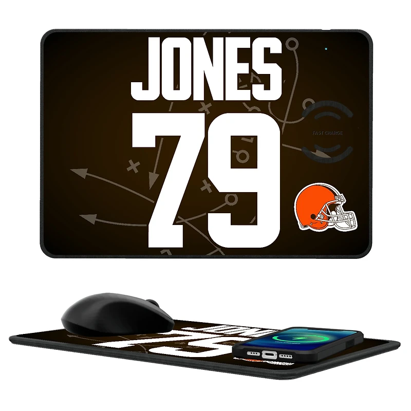 Keyscaper Dawand Jones Cleveland Browns Wireless Charger and Mouse Pad