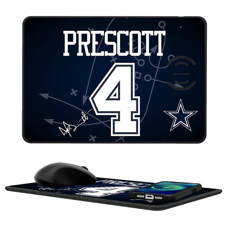 Keyscaper Dak Prescott Dallas Cowboys Wireless Charger and Mouse Pad