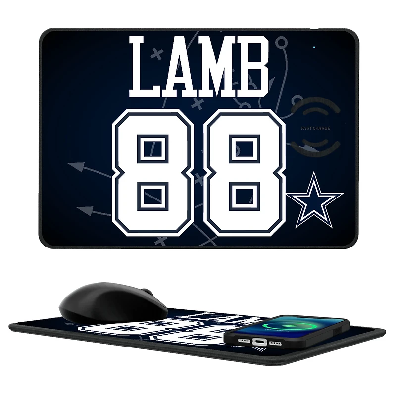 Keyscaper CeeDee Lamb Dallas Cowboys Wireless Charger and Mouse Pad