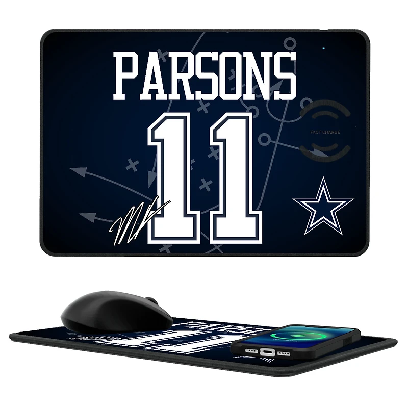 Keyscaper Micah Parsons Dallas Cowboys Wireless Charger and Mouse Pad