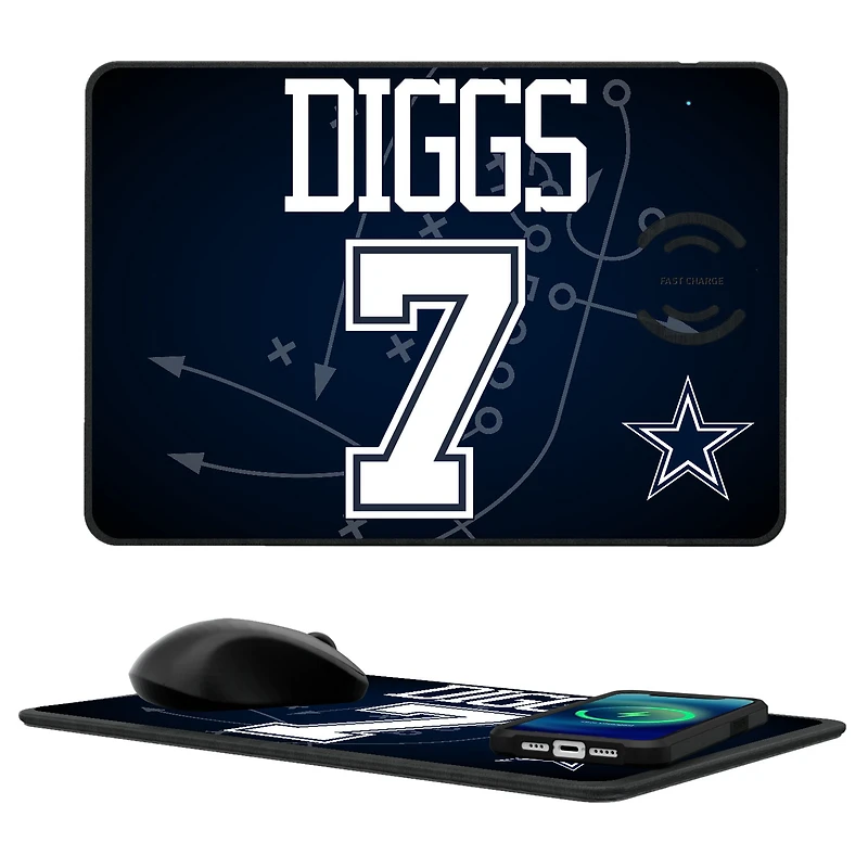 Keyscaper Trevon Diggs Dallas Cowboys Wireless Charger and Mouse Pad