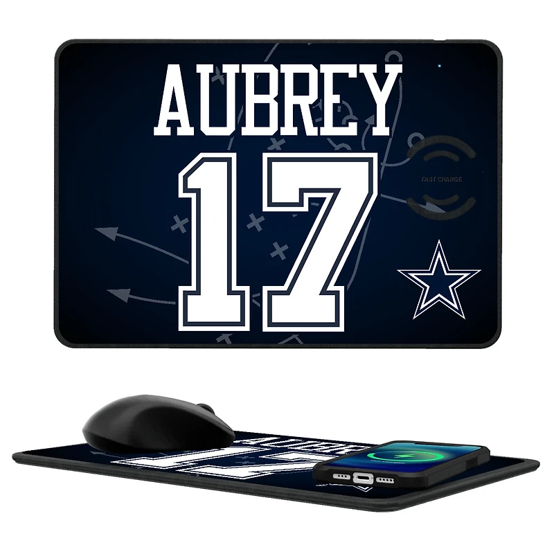 Keyscaper Brandon Aubrey Dallas Cowboys Wireless Charger and Mouse Pad