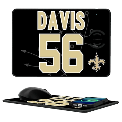Keyscaper Demario Davis New Orleans Saints Wireless Charger and Mouse Pad