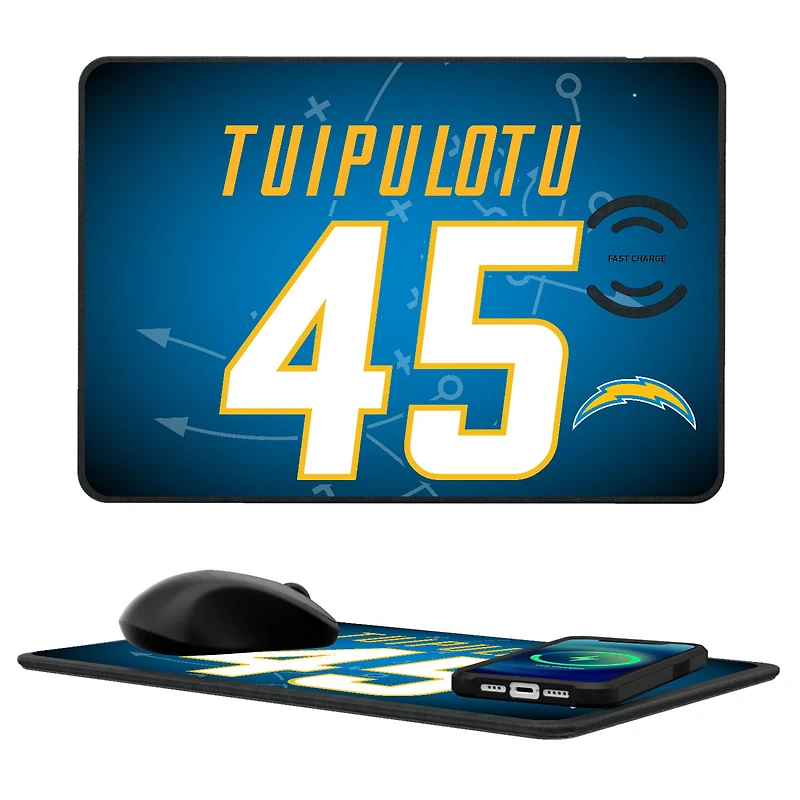 Keyscaper Tuli Tuipulotu Los Angeles Chargers Wireless Charger and Mouse Pad