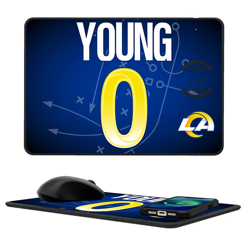 Keyscaper Byron Young Los Angeles Rams Wireless Charger and Mouse Pad