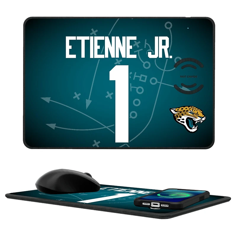 Keyscaper Travis Etienne Jacksonville Jaguars Wireless Charger and Mouse Pad