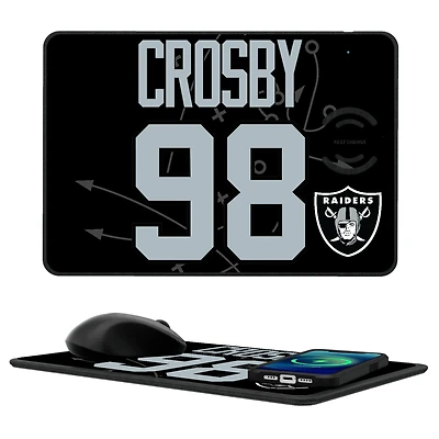 Keyscaper Maxx Crosby Las Vegas Raiders Wireless Charger and Mouse Pad
