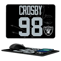 Keyscaper Maxx Crosby Las Vegas Raiders Wireless Charger and Mouse Pad
