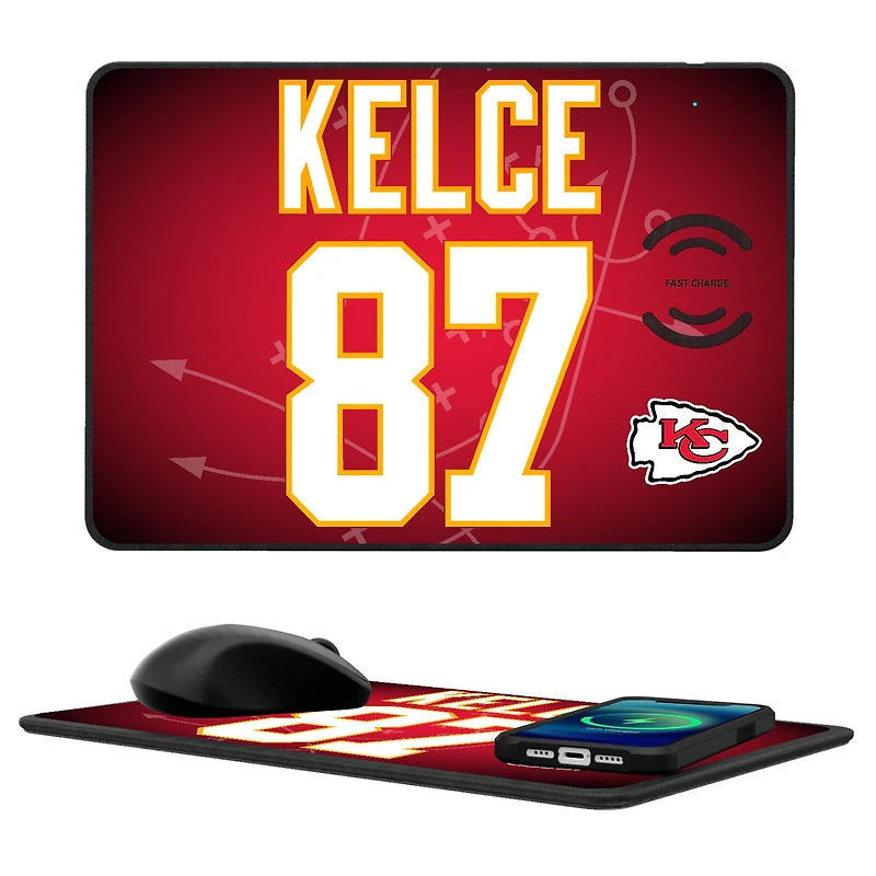 Keyscaper Travis Kelce Kansas City Chiefs Wireless Charger and Mouse Pad