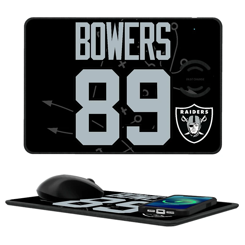 Keyscaper Brock Bowers Las Vegas Raiders Wireless Charger and Mouse Pad