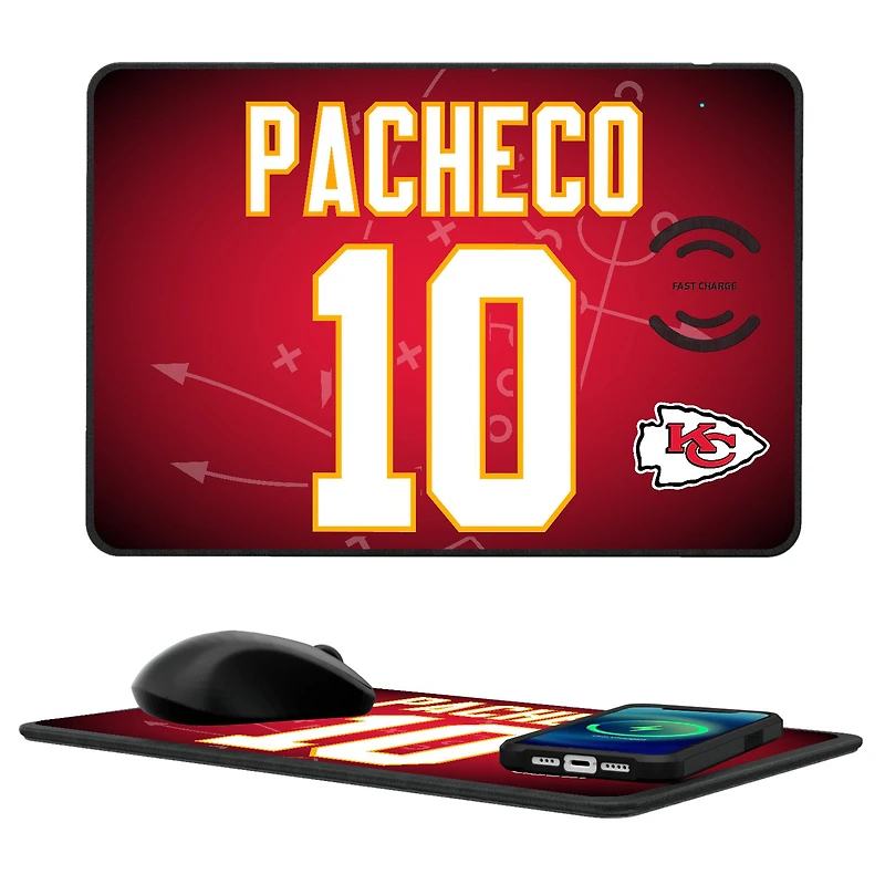 Keyscaper Isiah Pacheco Kansas City Chiefs Wireless Charger and Mouse Pad