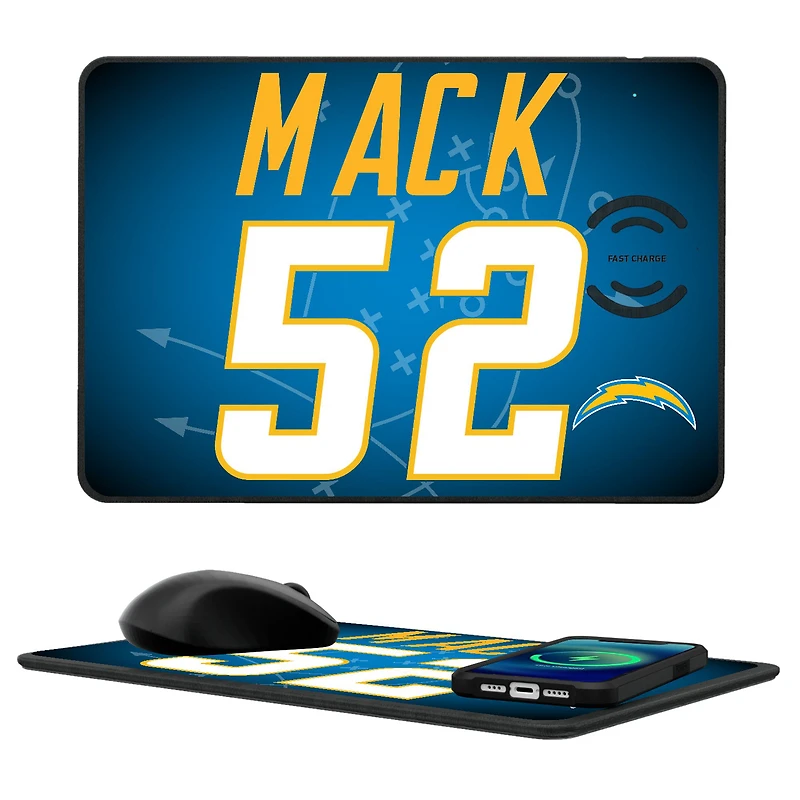 Keyscaper Khalil Mack Los Angeles Chargers Wireless Charger and Mouse Pad