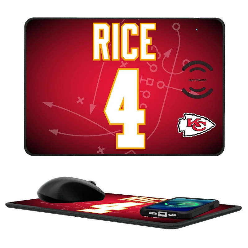 Keyscaper Rashee Rice Kansas City Chiefs Wireless Charger and Mouse Pad