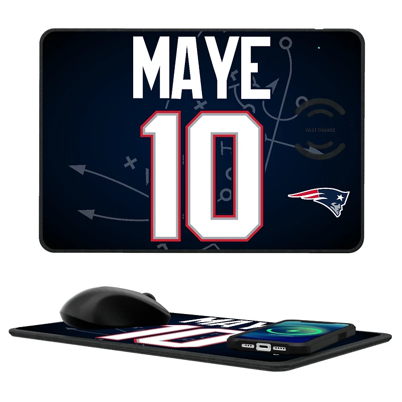 Keyscaper Drake Maye New England Patriots Wireless Charger and Mouse Pad