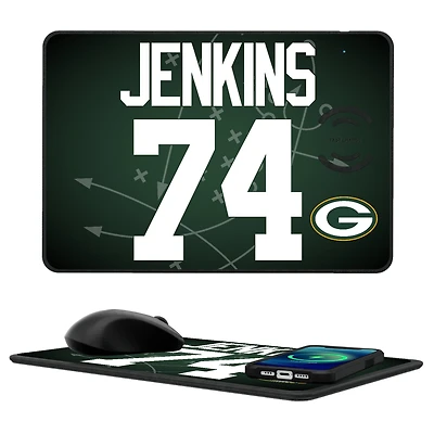Keyscaper Elgton Jenkins Green Bay Packers Wireless Charger and Mouse Pad