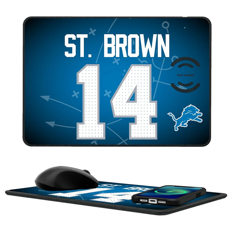 Keyscaper Amon-Ra St. Brown Detroit Lions Wireless Charger and Mouse Pad