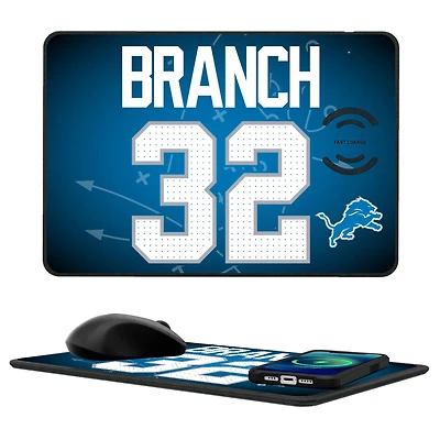 Keyscaper Brian Branch Detroit Lions Wireless Charger and Mouse Pad