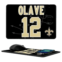 Keyscaper Chris Olave New Orleans Saints Wireless Charger and Mouse Pad