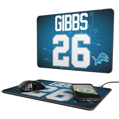 Keyscaper Jahmyr Gibbs Detroit Lions Wireless Charger and Mouse Pad