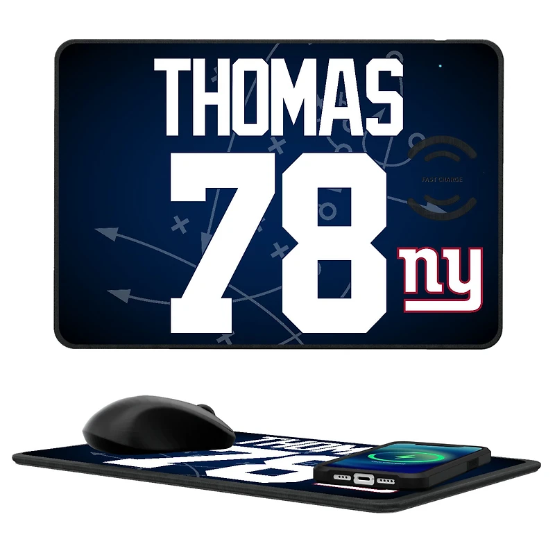 Keyscaper Andrew Thomas New York Giants Wireless Charger and Mouse Pad