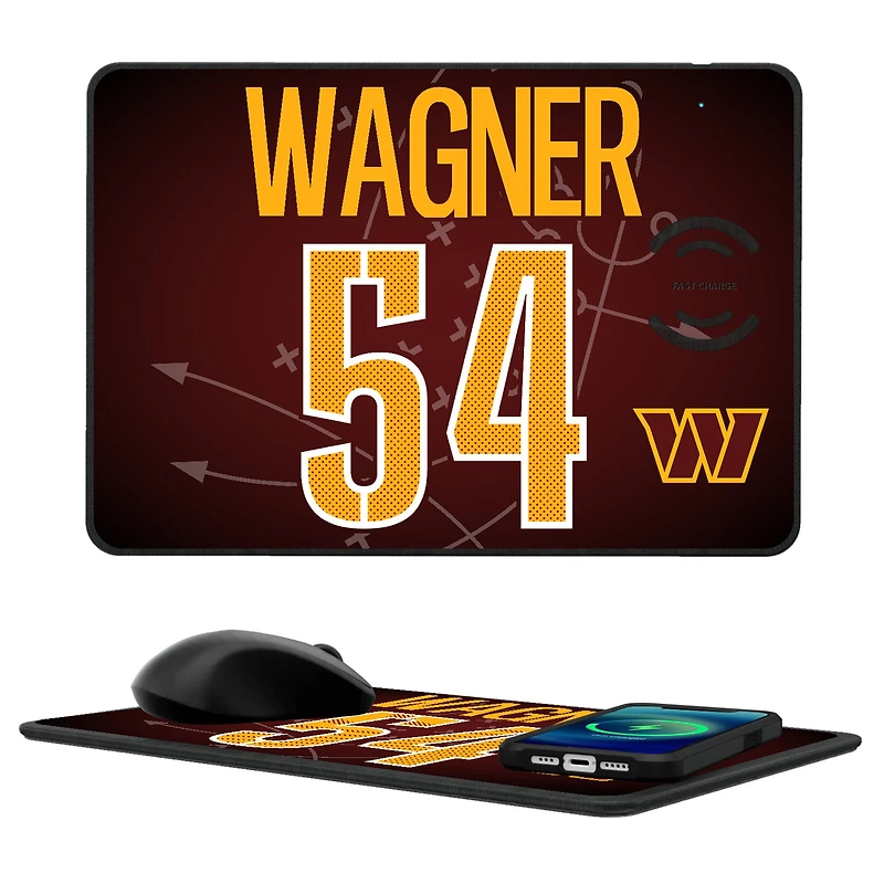 Keyscaper Bobby Wagner Washington Commanders Wireless Charger and Mouse Pad