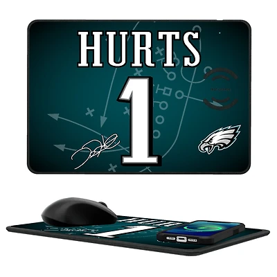 Keyscaper Jalen Hurts Philadelphia Eagles Wireless Charger and Mouse Pad