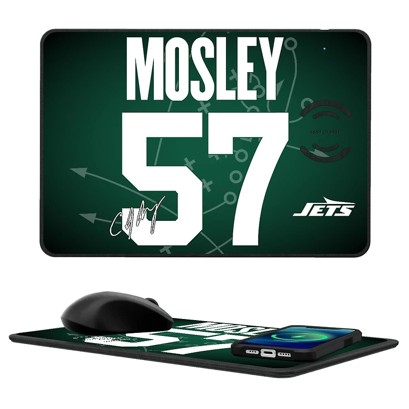 Keyscaper C.J. Mosley New York Jets Wireless Charger and Mouse Pad